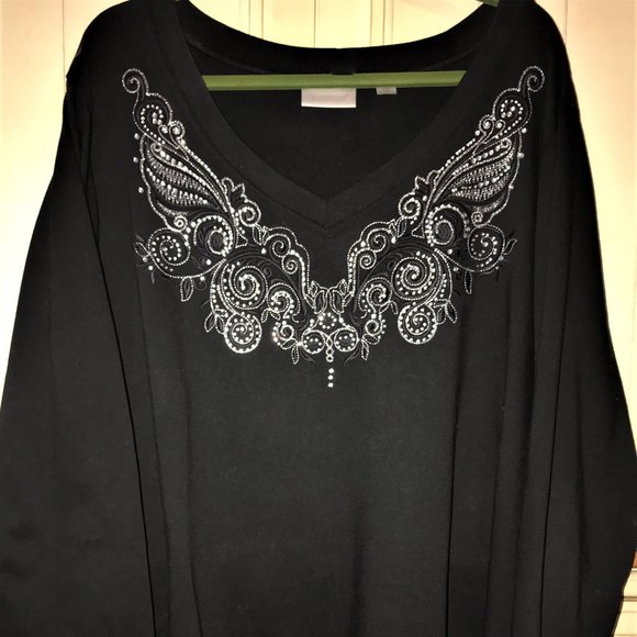 AVENUE Tops - Avenue Black Sweatshirt w/Embellishments